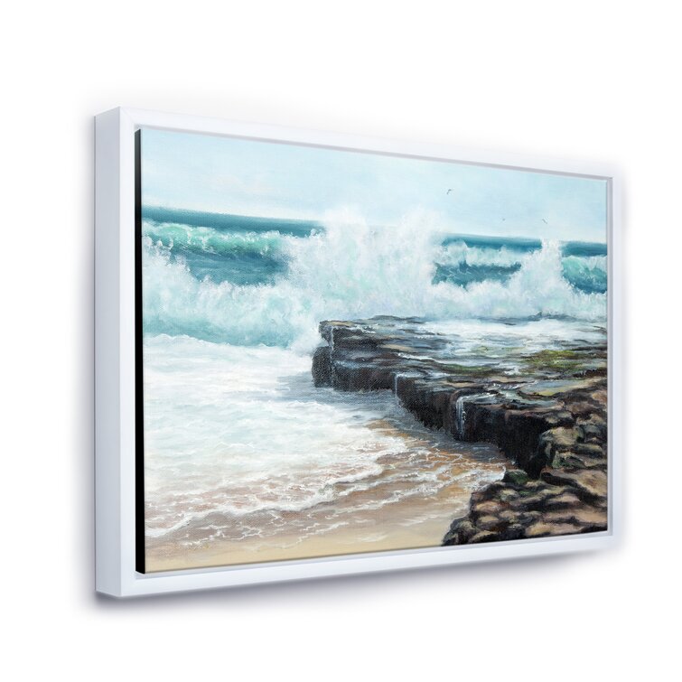 Bless international Wild Waves Breaking On The Shore Framed On